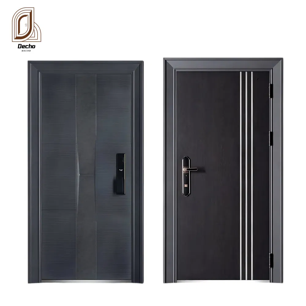 Chineses Modern Exterior Wrought Iron Steel Main Entrance Doors Metal Security Steel Door for Houses, Apartment, Office