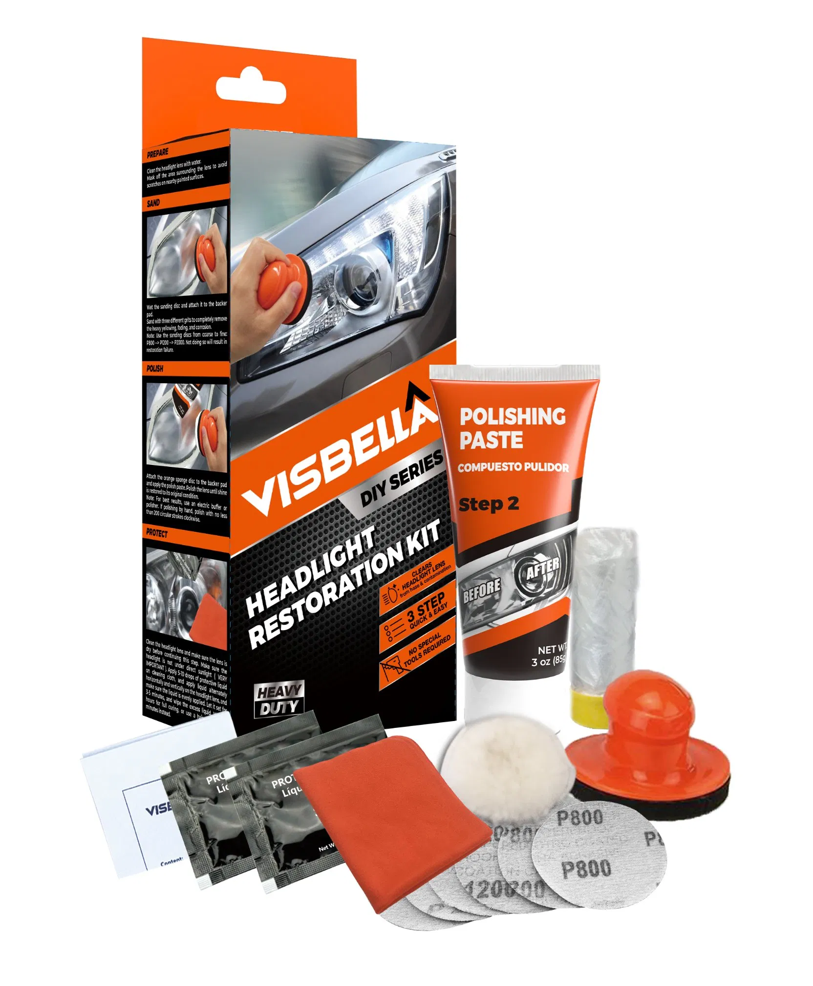Visbella Smart Headlight Restoration Kit with LED Lens Compatibility