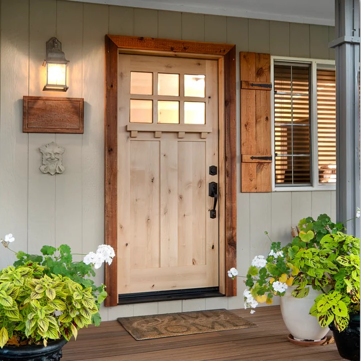 Front Entry Wooden Single Dutch Door with Sidelights and Glass Popular in Canada