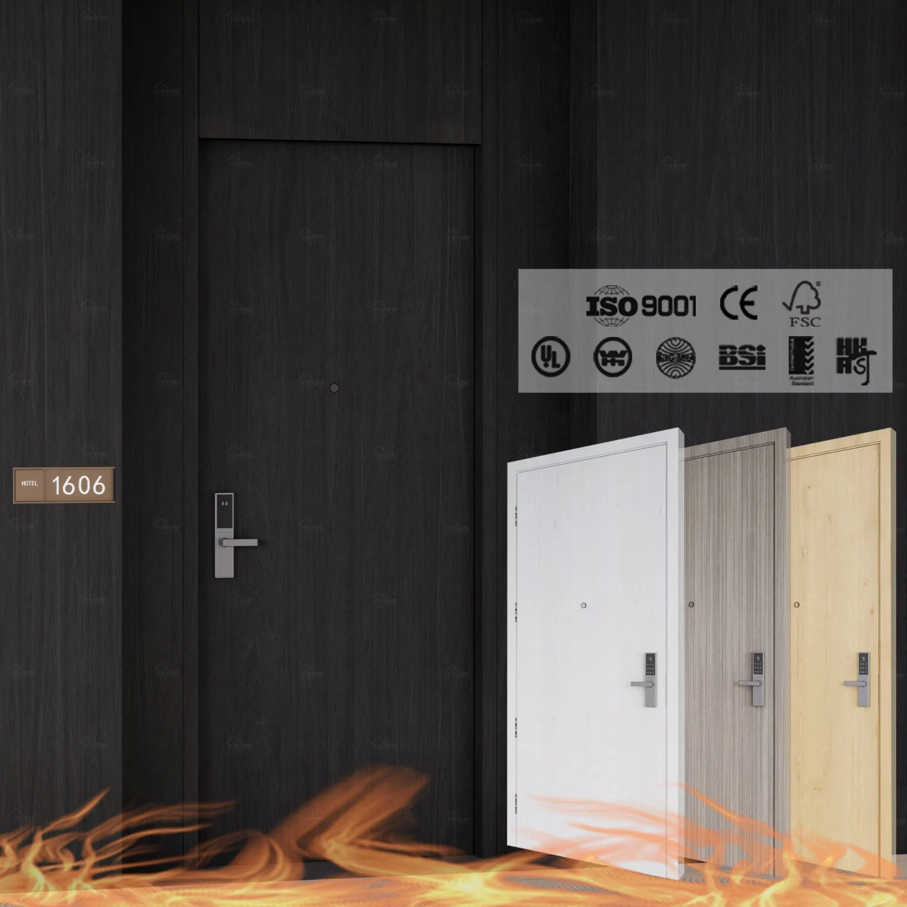 Wh Certified Can/Ulc Canada Fire Rated Door Fr60 Laminated Soundproof 38 dB New Style Wood Fire Rated Door Acoustic Door