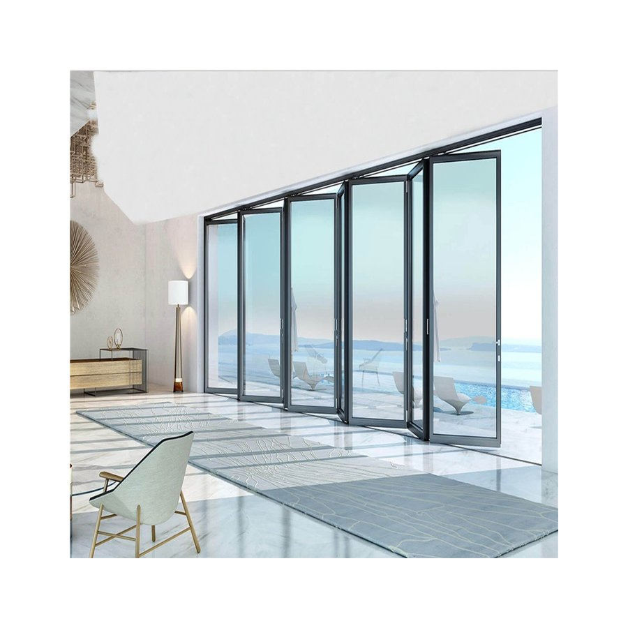 American Standard Waterproof Bifold Doors Windows Aluminum Balcony Glass Sliding Folding Door