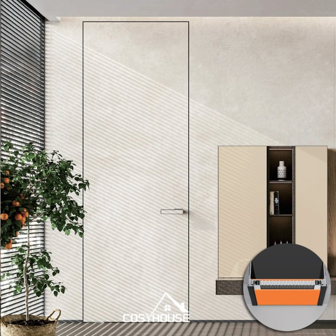 Fluted Wood Panel Hidden Door Flush with Wall for Modern Interior Design