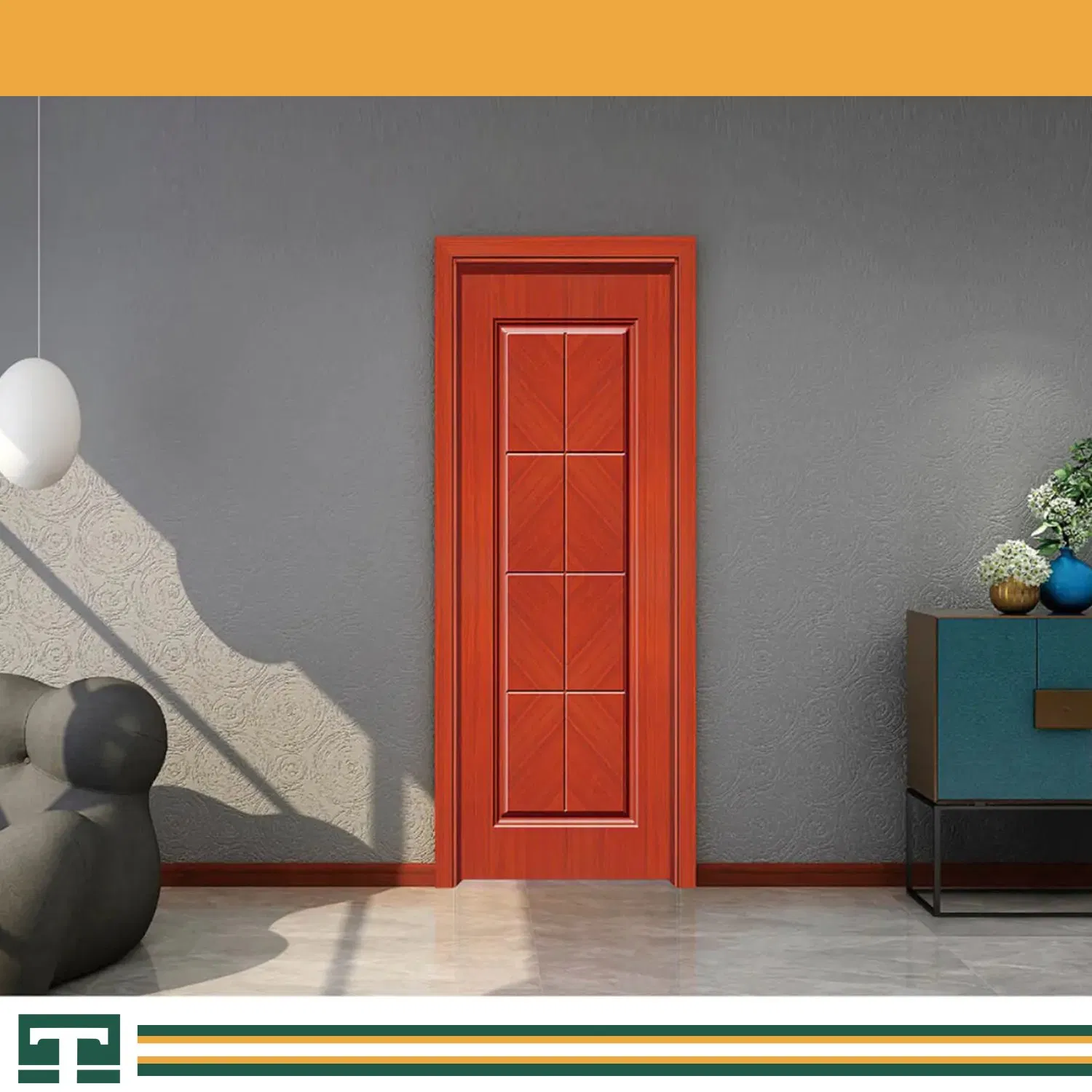 Minimally Hidden Silent Lock Interior MDF Door Skin Particleboard / MDF Strip / Solid Wood Core Flush Bedroom Modern Wooden Door