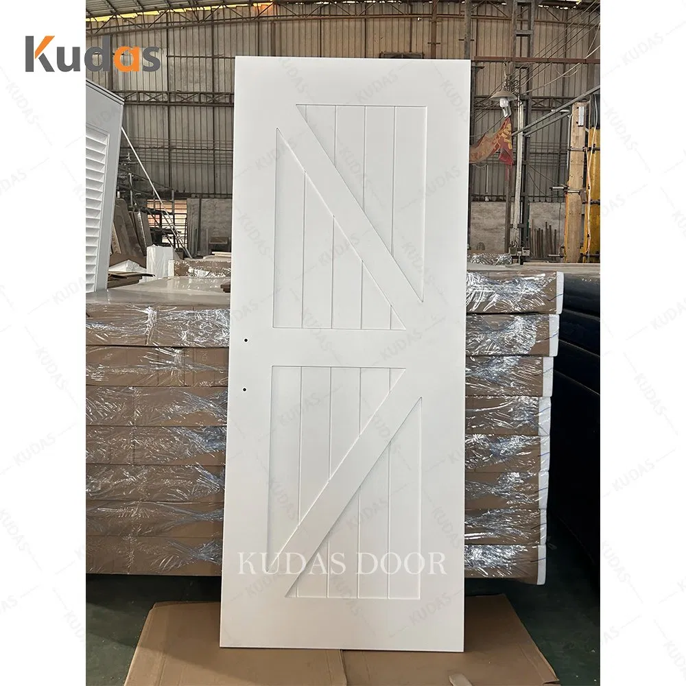 Modern Design White Solid Wood Sliding Glass Barn Door for Interior Bedroom Bathroom Kitchen Stylish Decoration
