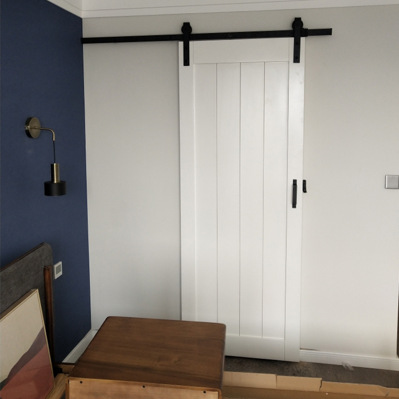 Soundproof Hidden Rail Modern Black Interior Designs WPC Wooden Sliding Barn Doors for House