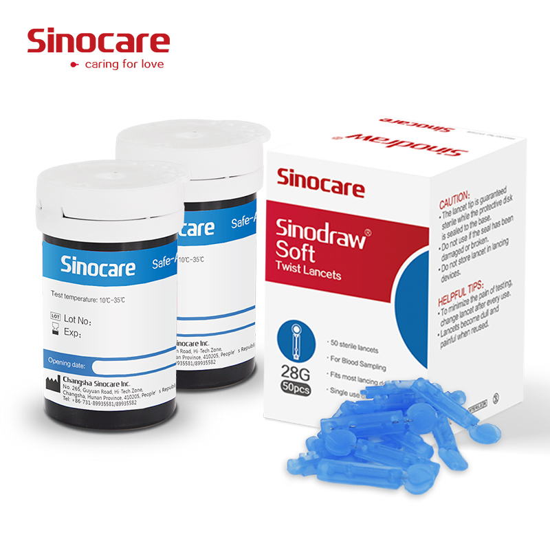Sinocare Fast Accurate Check Blood Sugar Diabetes Smart Sugar Glucose Meter Kit with Test Strips for Home Hospital