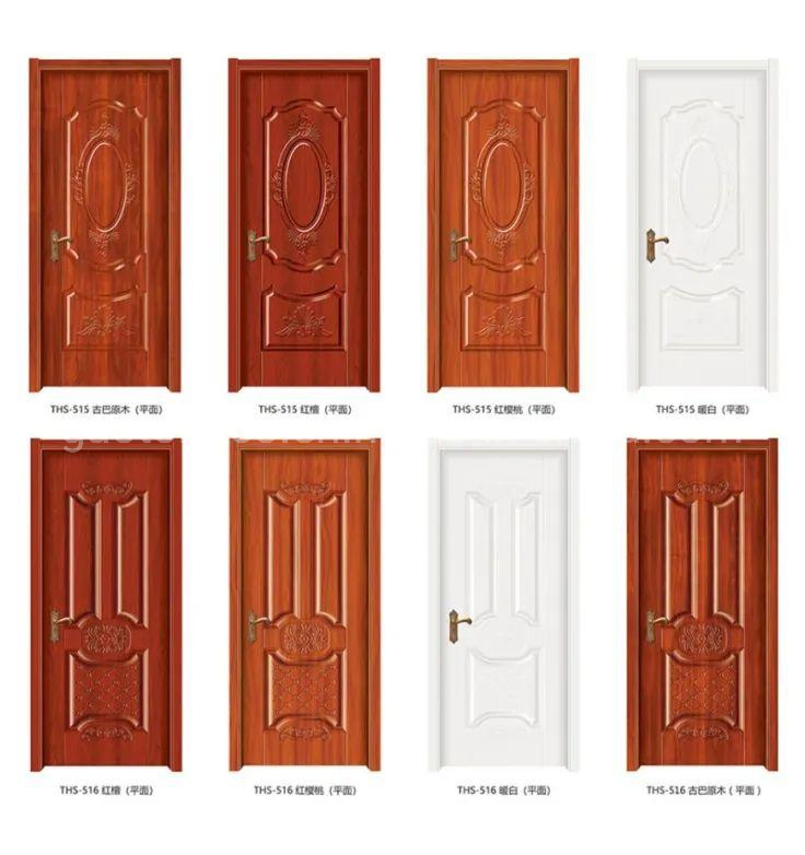 Economical Interior Wooden Rounded MDF Ffilling LVL Frame PVC Door