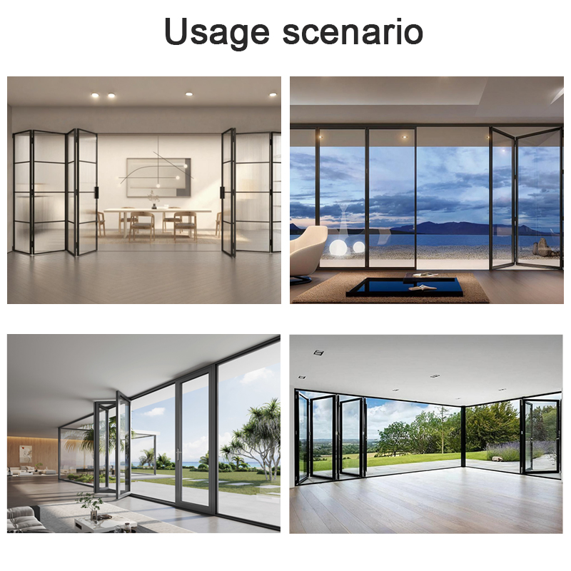 Ikealuminum High-Quality Waterproof Veranda Bifold Exterior Bi-Fold Glass Door Frame Aluminum Folding Glass Door House Folding Door
