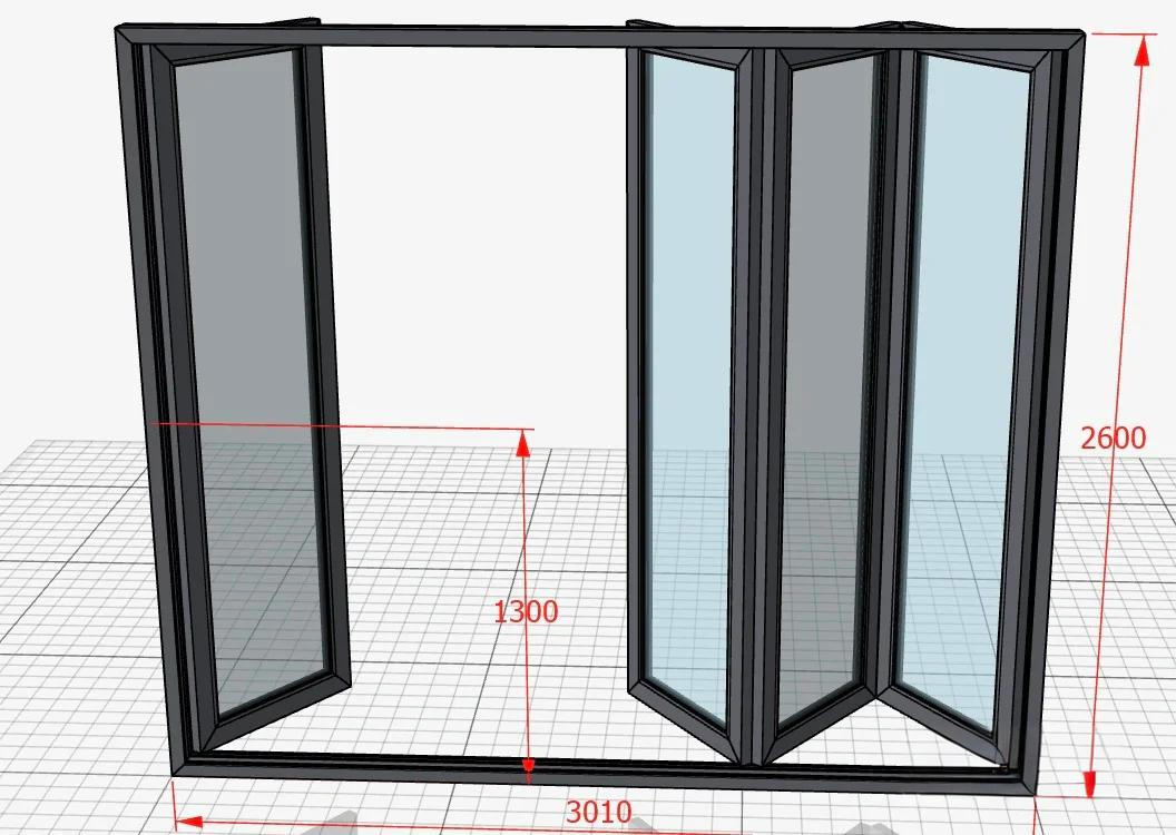 Villa Waterproof Bifold Exterior Aluminum Accordion Door Double Glazed Glass Patio Door