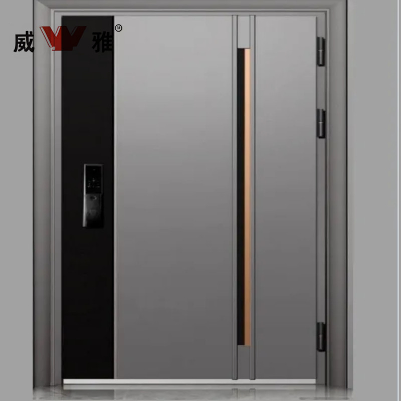 Reinforced Steel Bullet Resistant Solid Wood Aesthetic Villa Lobby Door with Customizable Lock Mechanisms
