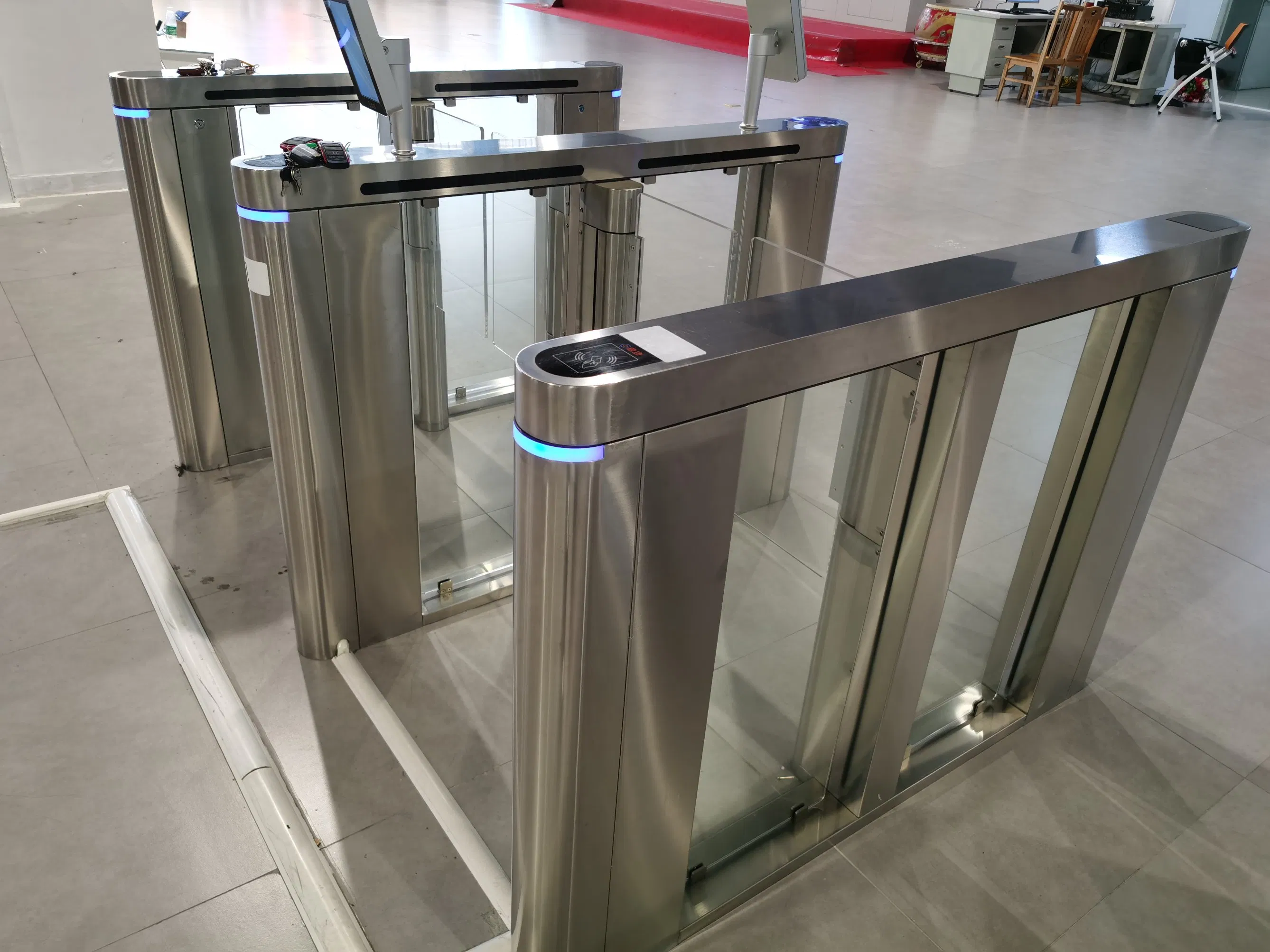 Automatic Turnstile Gate Pedestrian Card Access Control System with Biometric Reader