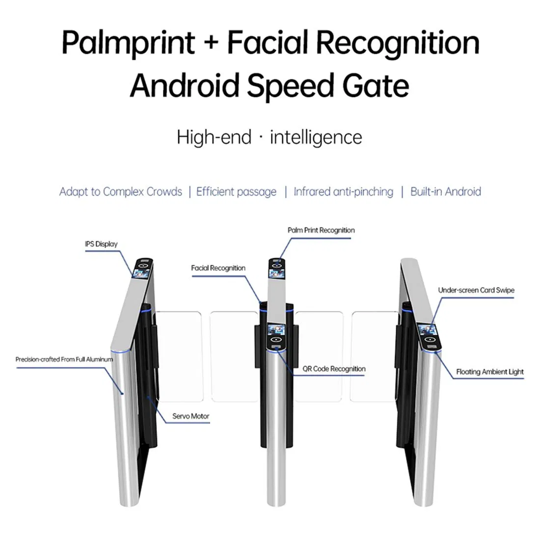 Weather Proof Biometrics Palmprint Turnstile Gate Security Turnstile System