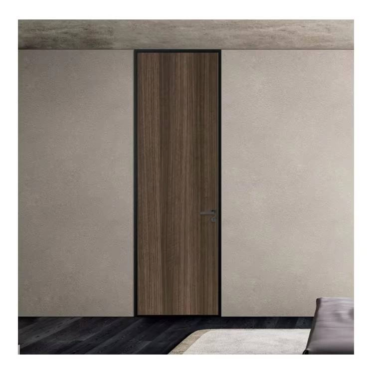 Simple High-End European Aluminium Wood Flush Interior Door for Home Office