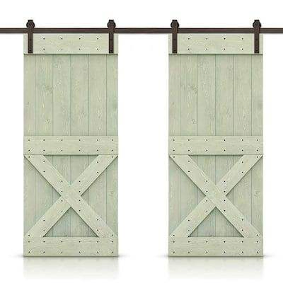 Cbmmart Modern Design Paneled Interior Pine Wood Double Sliding Barn Door