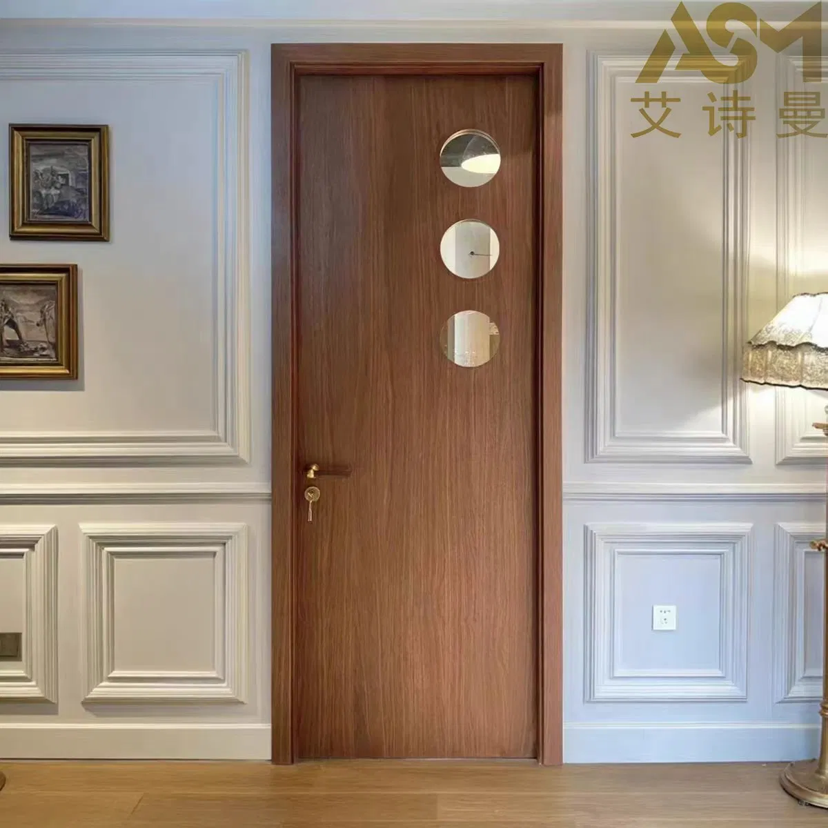 Factory Direct Custom Invisible Flush Mounted Secret Room Wooden Doors Internal Concealed Interior Frameless Hidden Arched Single Bedroom Solid Wooden Door