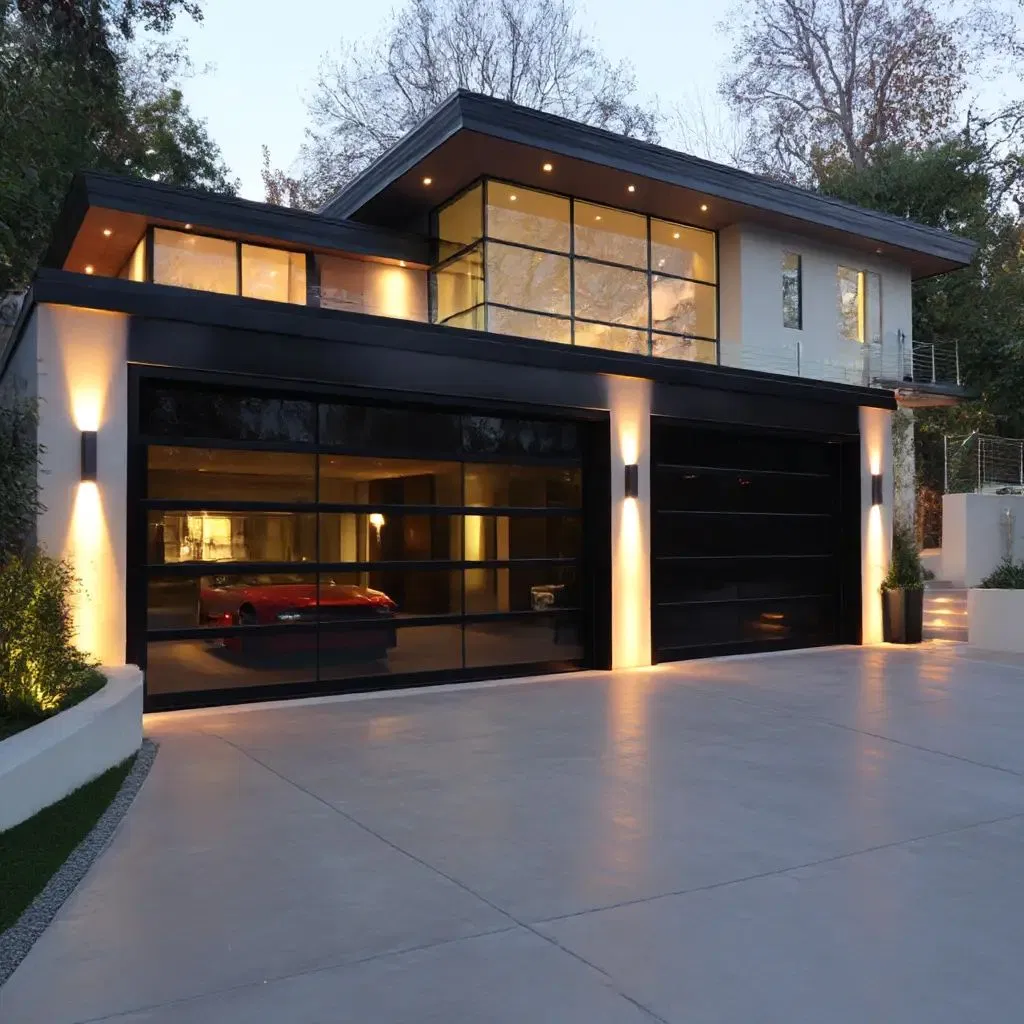 Imported Dutch Austrian Brands Powder Coated Aluminium Glass Perspective Garage Door