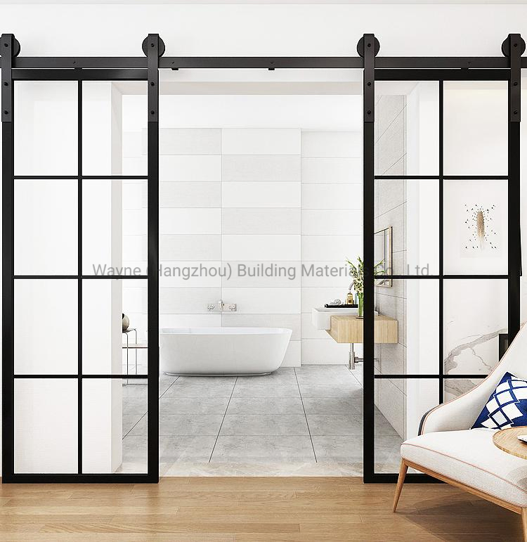 Modern Design Black Aluminium Glass Barn Sliding Door Tempered Glass Hanging Door Interior Iron Barn Door Aluminum Sliding Door Shower Barn Door From China