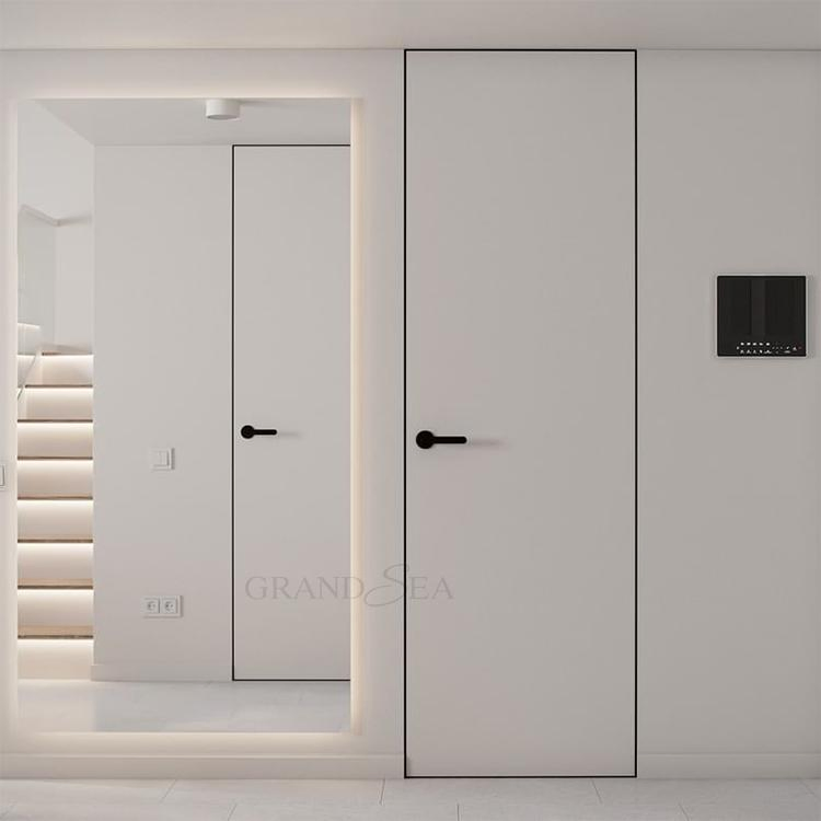 Latest Modern Commercial Frameless Interior Flush Concealed Invisible Wood Room Hidden Secret Door Hidden