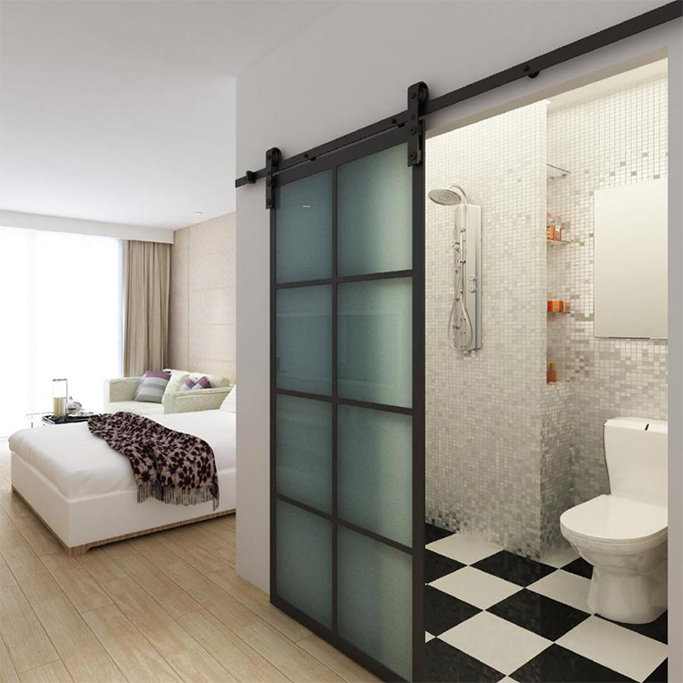 Interior Tempered Glass Barn Style Entry Doors Set Design All Frosted Glass Sliding Barn Door