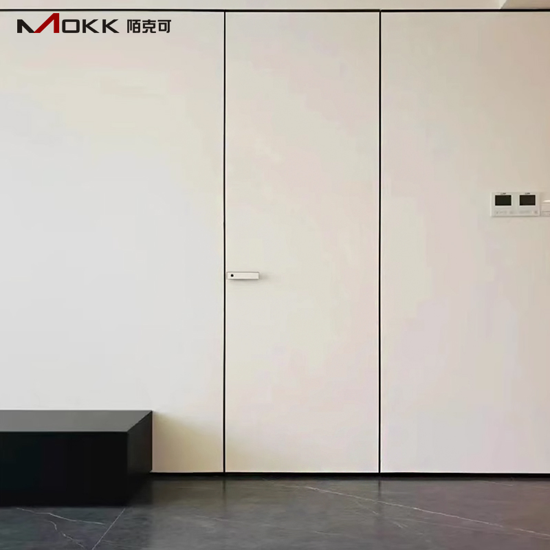 Sleek Aluminum Wood Concealed Frame Fire-Resistant Flush Doors Frameless Hidden Door Invisible Door Frameless Interior Door Suitable for Hotels, Villas