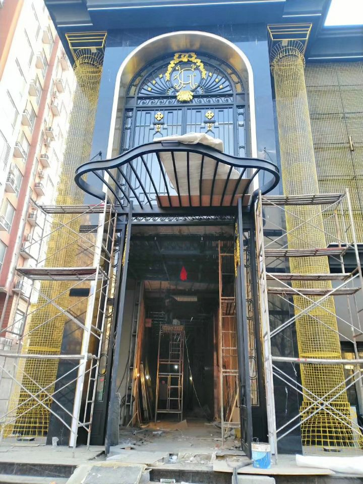 Arch Top Exterior Main Entry Wrought Iron Door Front Entrance Door of The House with Lock Villa Dutch Glass Door