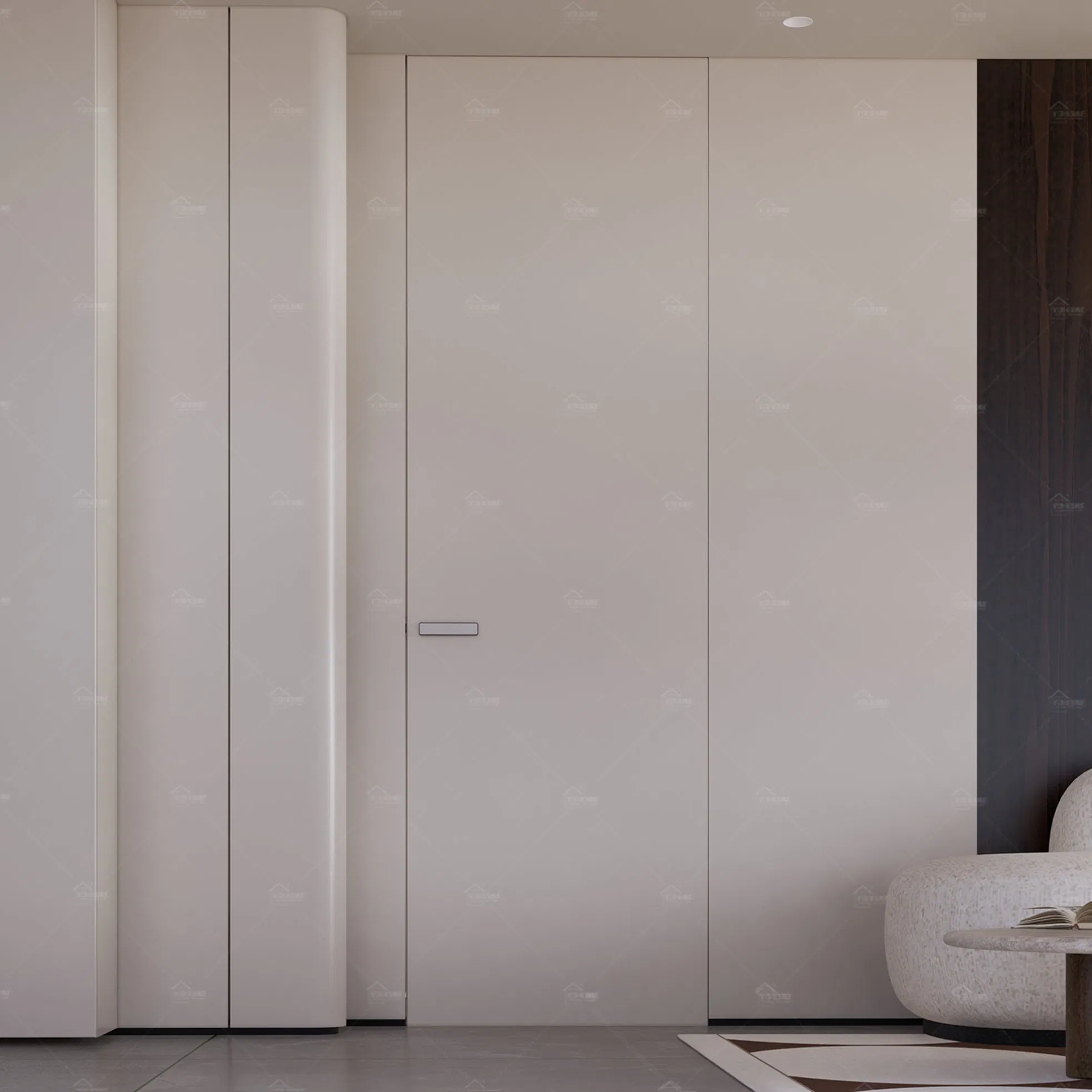 China Top Factory Modern Style Simple Design Luxury Black Composit Flush Interior Hidden Door