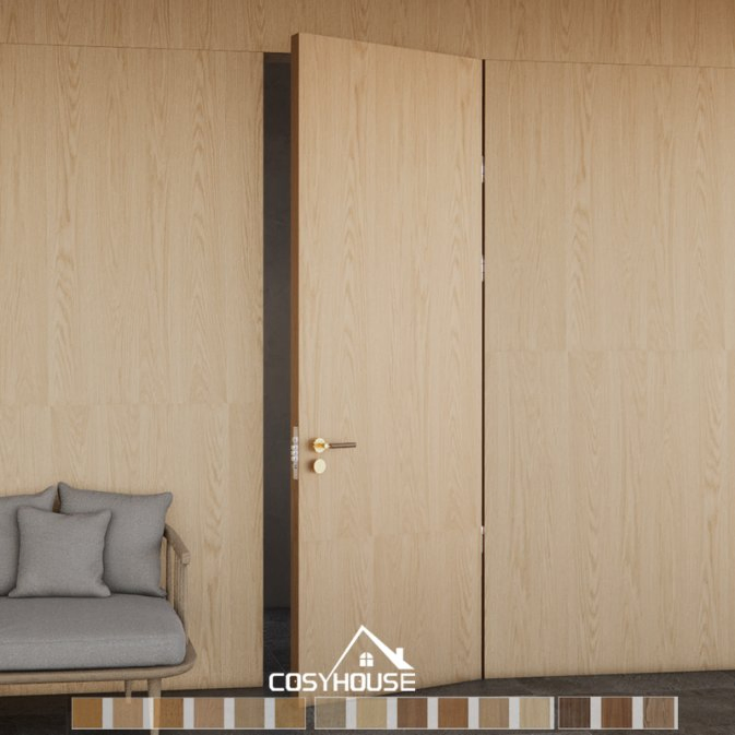 Fluted Wood Panel Hidden Door Flush with Wall for Modern Interior Design