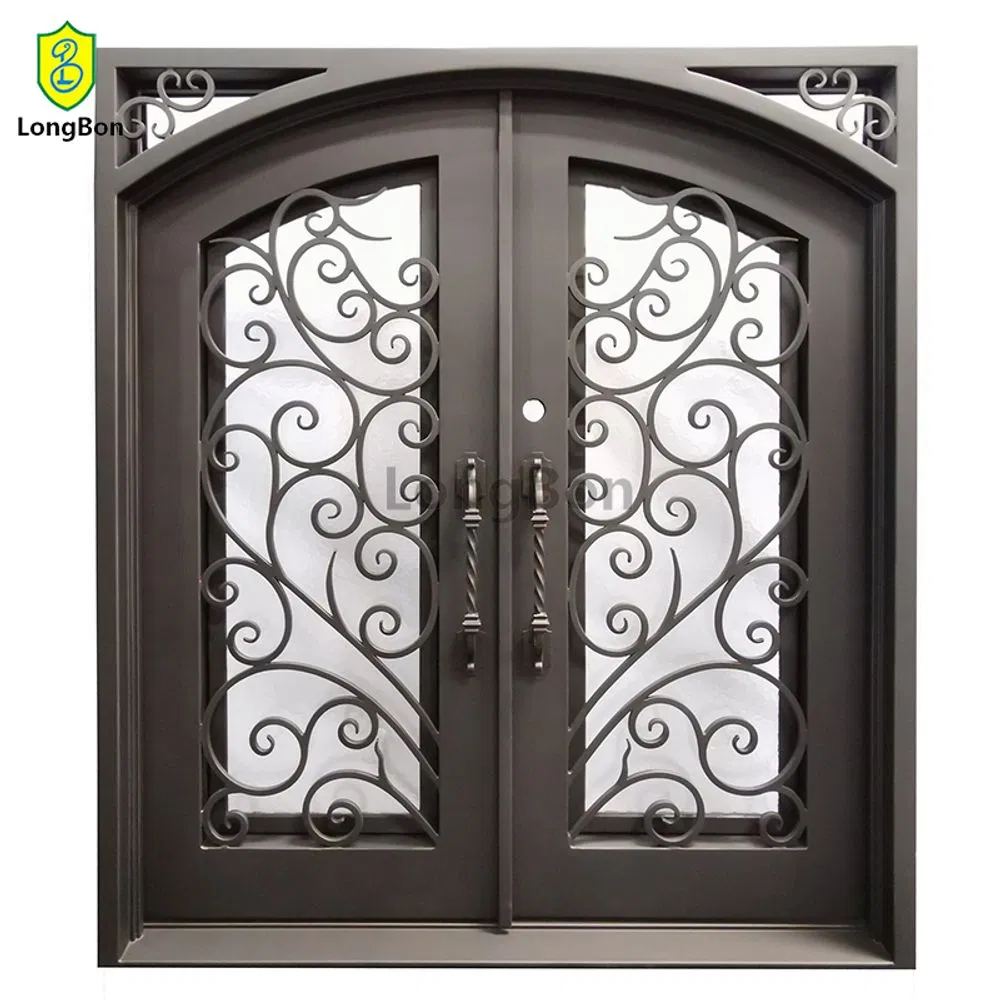 Modern Luxury 6FT/8FT Wrought Iron Front Entry Door Double Security Swing Style with Finished Surface