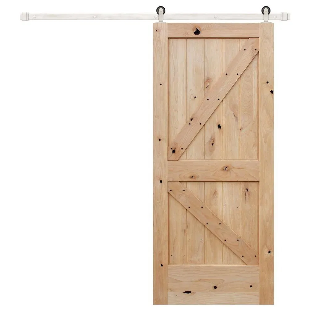 Classic K Design Knotty Alder Internal Sliding Wooden Interior Barn Door with Track System
