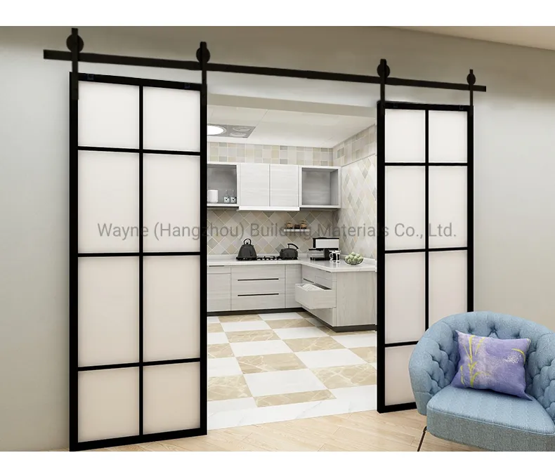 Glass panel sliding barn door