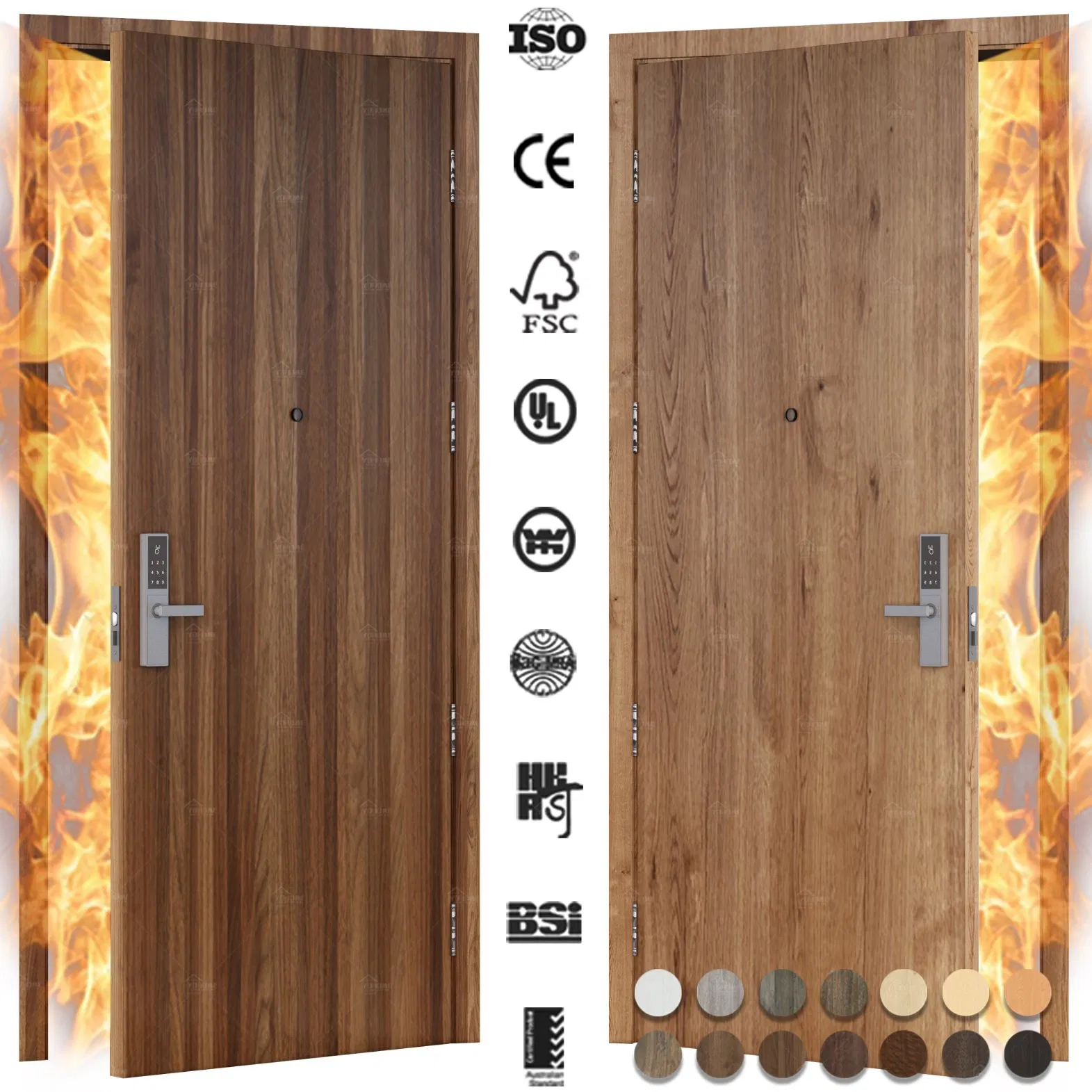 Wh Certified Can/Ulc Canada Fire Rated Door Fr60 Laminated Soundproof 38 dB New Style Wood Fire Rated Door Acoustic Door