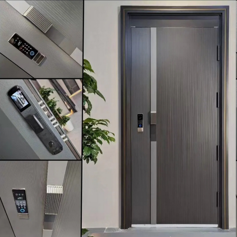 Thick Panel Steel Bullet Resistant Office Building Door with Four Invisible Hinges and Complete Accessories