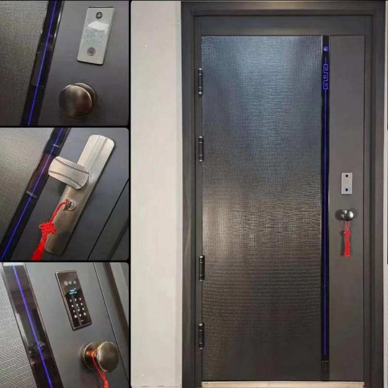 Thick Panel Steel Bullet Resistant Office Building Door with Four Invisible Hinges and Complete Accessories