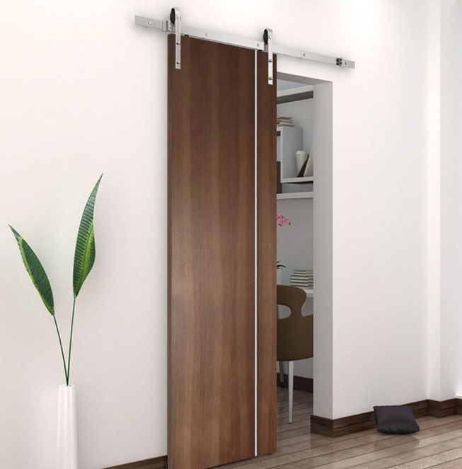 Customizable Rustic Patchwork Wood Finish Sliding Barn Door Modern Design for Interior Decoration in Bedroom Apartment Hotel