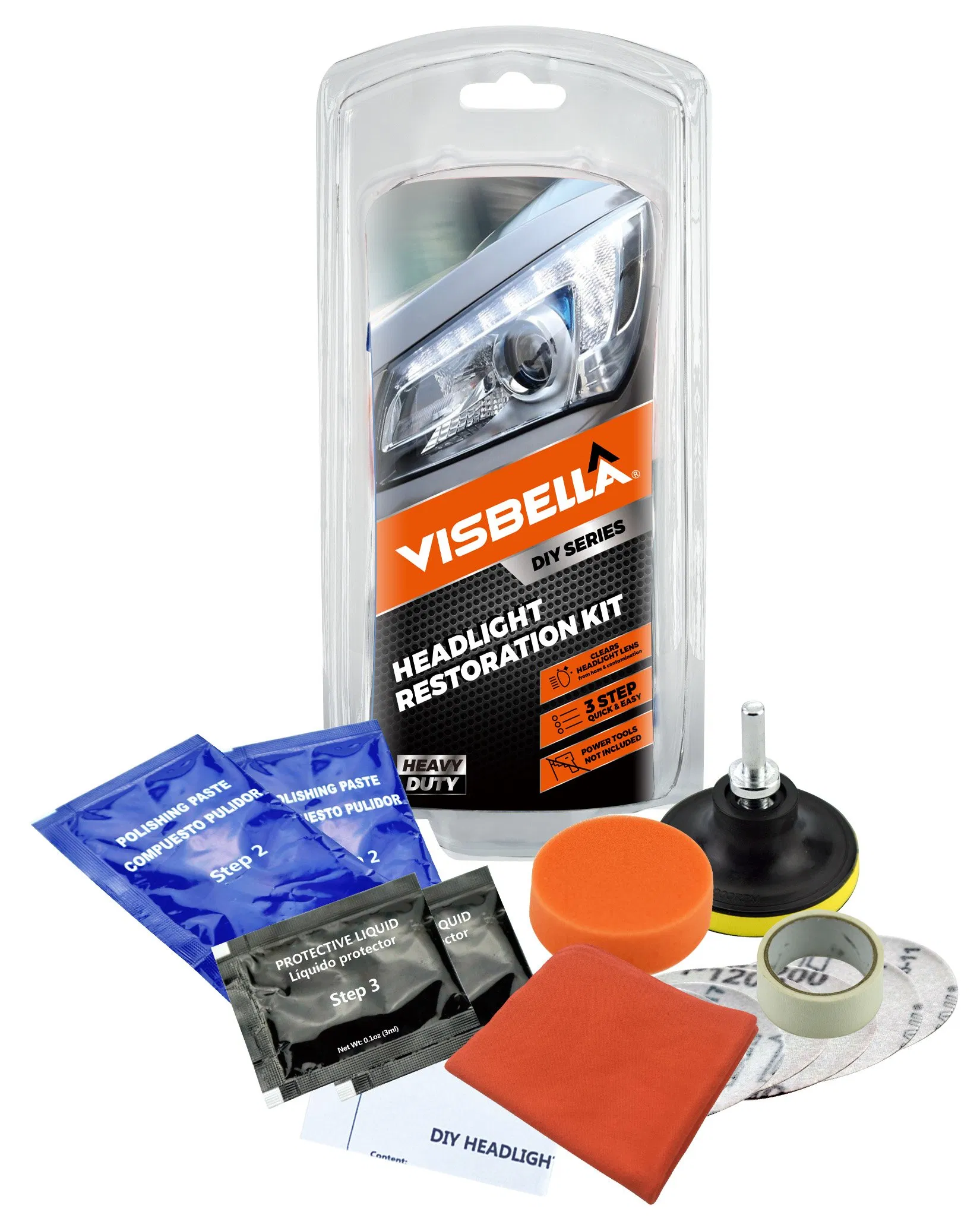 Visbella Smart Headlight Restoration Kit with LED Lens Compatibility