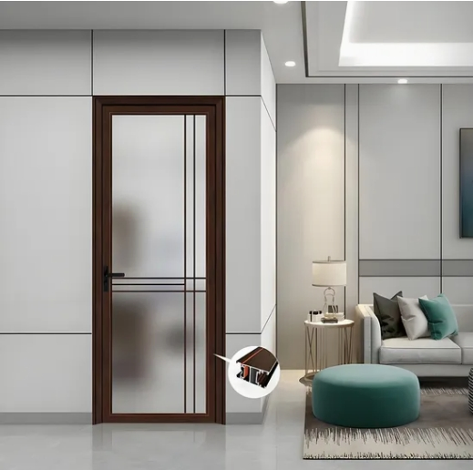 Narrow Frame Interior Kitchen Door Aluminum Casement Dutch Glass Door Flush Modern Toilet Swing Bathroom Security Door