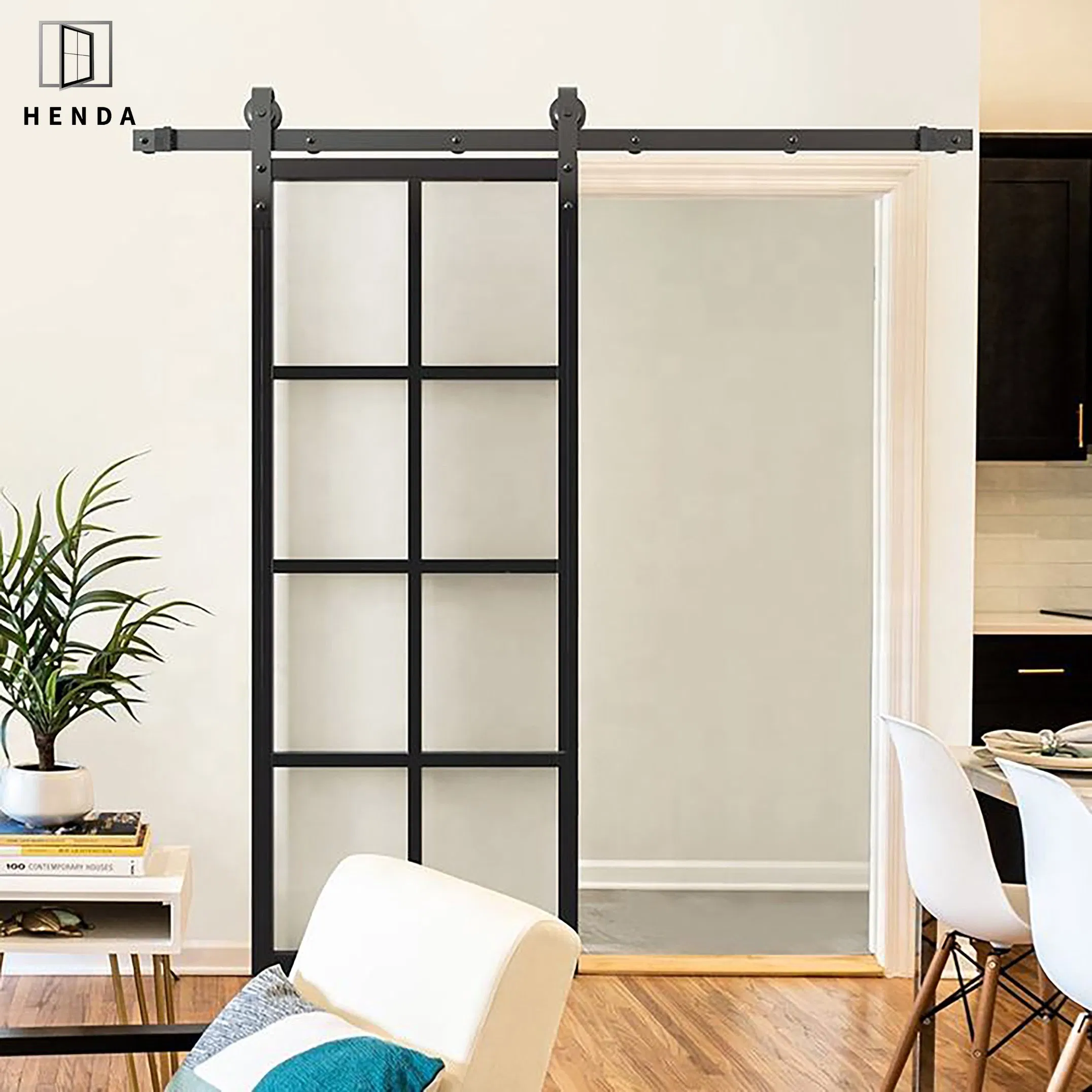 Factory Direct Modern Design Aluminium/Aluminum/Solid Wood Double Tempered Glass Interior Iron New Steel Pocket Sliding Shower Barn Hanging Door