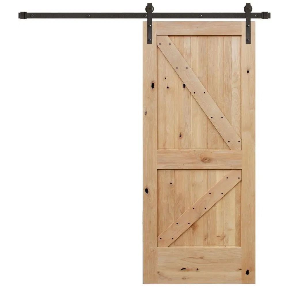 Classic K Design Knotty Alder Internal Sliding Wooden Interior Barn Door with Track System
