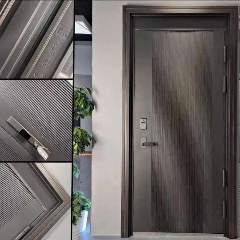 Thick Panel Steel Bullet Resistant Office Building Door with Four Invisible Hinges and Complete Accessories