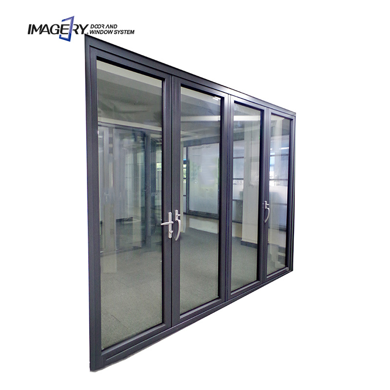 Folding Sliding Solid Door System Aluminium Glass Bifold Sliding Door