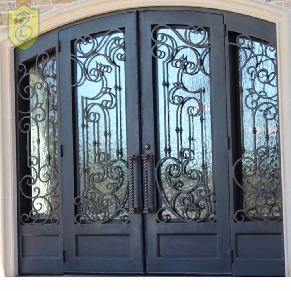 Modern Luxury 6FT/8FT Wrought Iron Front Entry Door Double Security Swing Style with Finished Surface