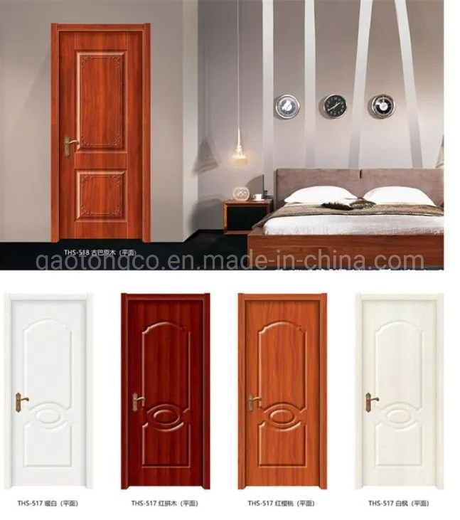 Economical Interior Wooden Rounded MDF Ffilling LVL Frame PVC Door