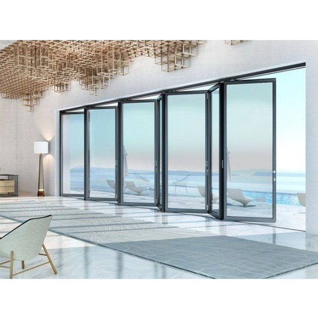 Exterior Weather Proof North America Standard Nfrc Aluminium Glass Folding Doors Bifold Doors for Project