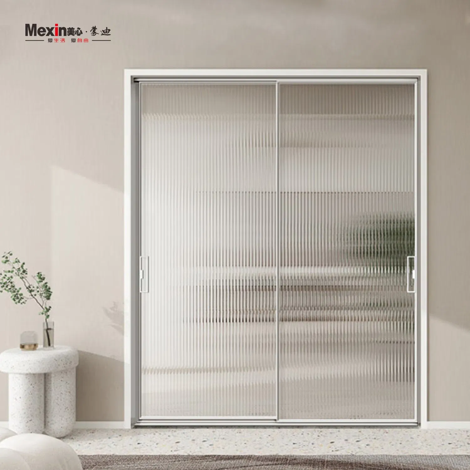 Mexin Best Price Sliding Bifold Black Frameless Glass Door Lockable Handle for Kitchen to Dining Area Divider