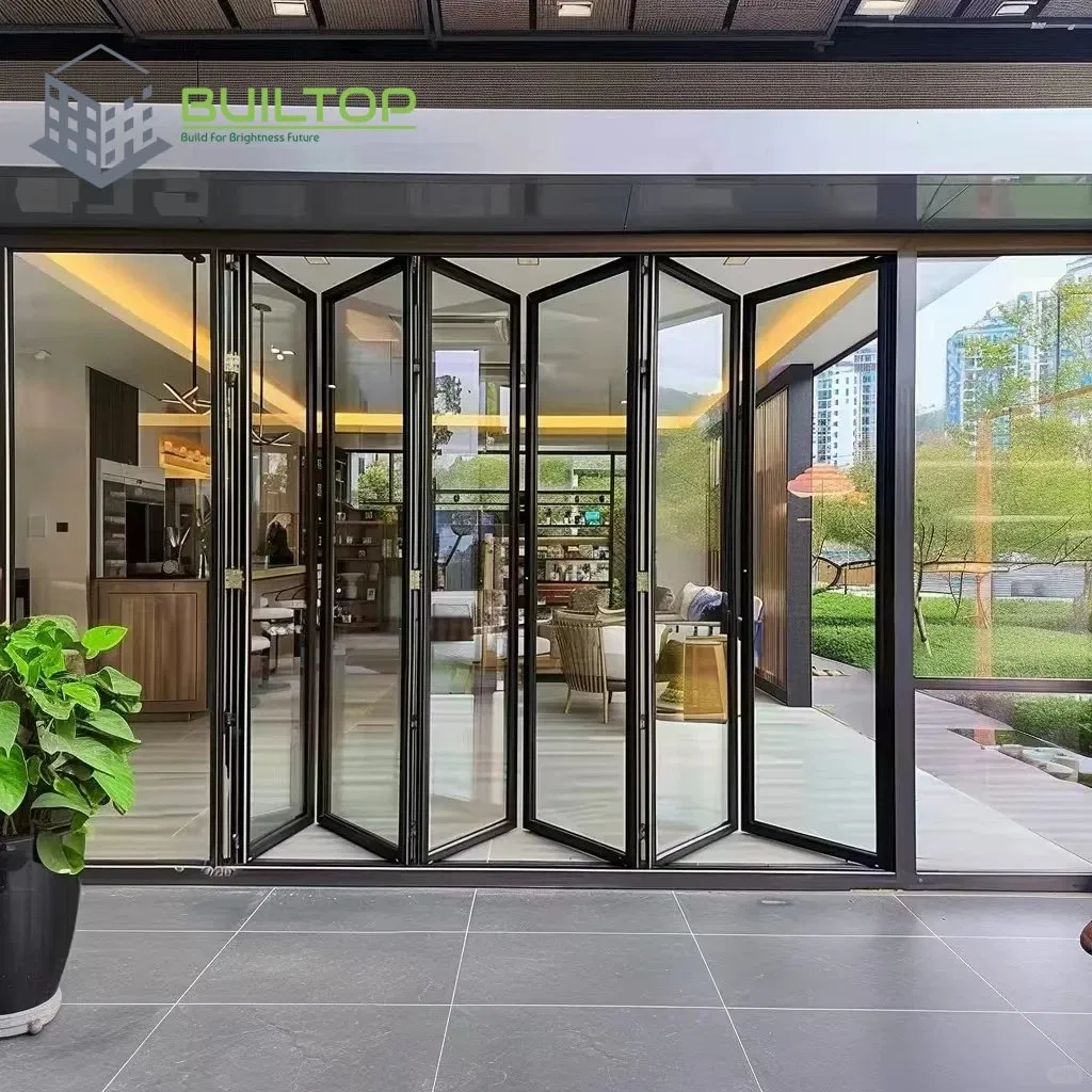 Bifold Patio Aluminium Door Customized and High Quality Frameless Glass Folding Door