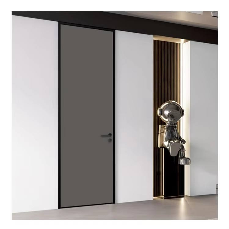 Simple High-End European Aluminium Wood Flush Interior Door for Home Office