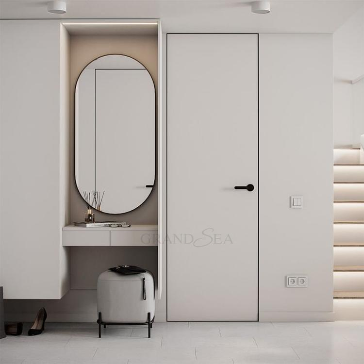 Latest Modern Commercial Frameless Interior Flush Concealed Invisible Wood Room Hidden Secret Door Hidden