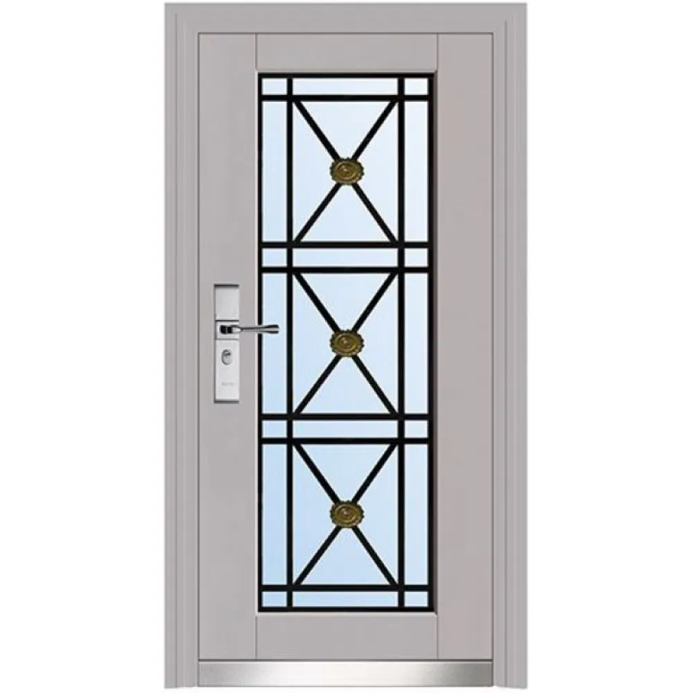 Half Glass Lite French Black Apartment Entrance Dutch Popular Steel Door