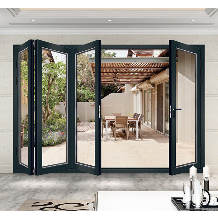 Exterior Weather Proof North America Standard Nfrc Aluminium Glass Folding Doors Bifold Doors for Project