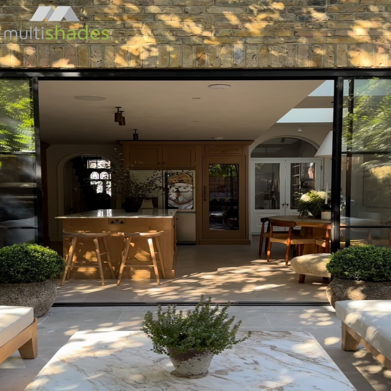 Multishades Premium Aluminium Sliding Door Featuring Smart Opening System Innovative Glass Door with Temepered Glass and Thermal Break Automatic Sliding Door